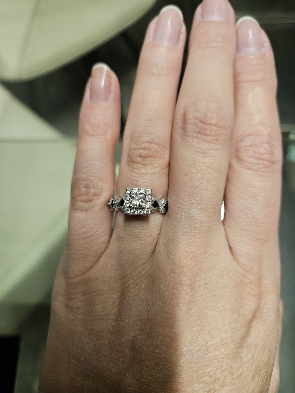 Vera Wang 1 CT. T.W. Diamond and Blue Sapphire Ring - Picture 4 of 10